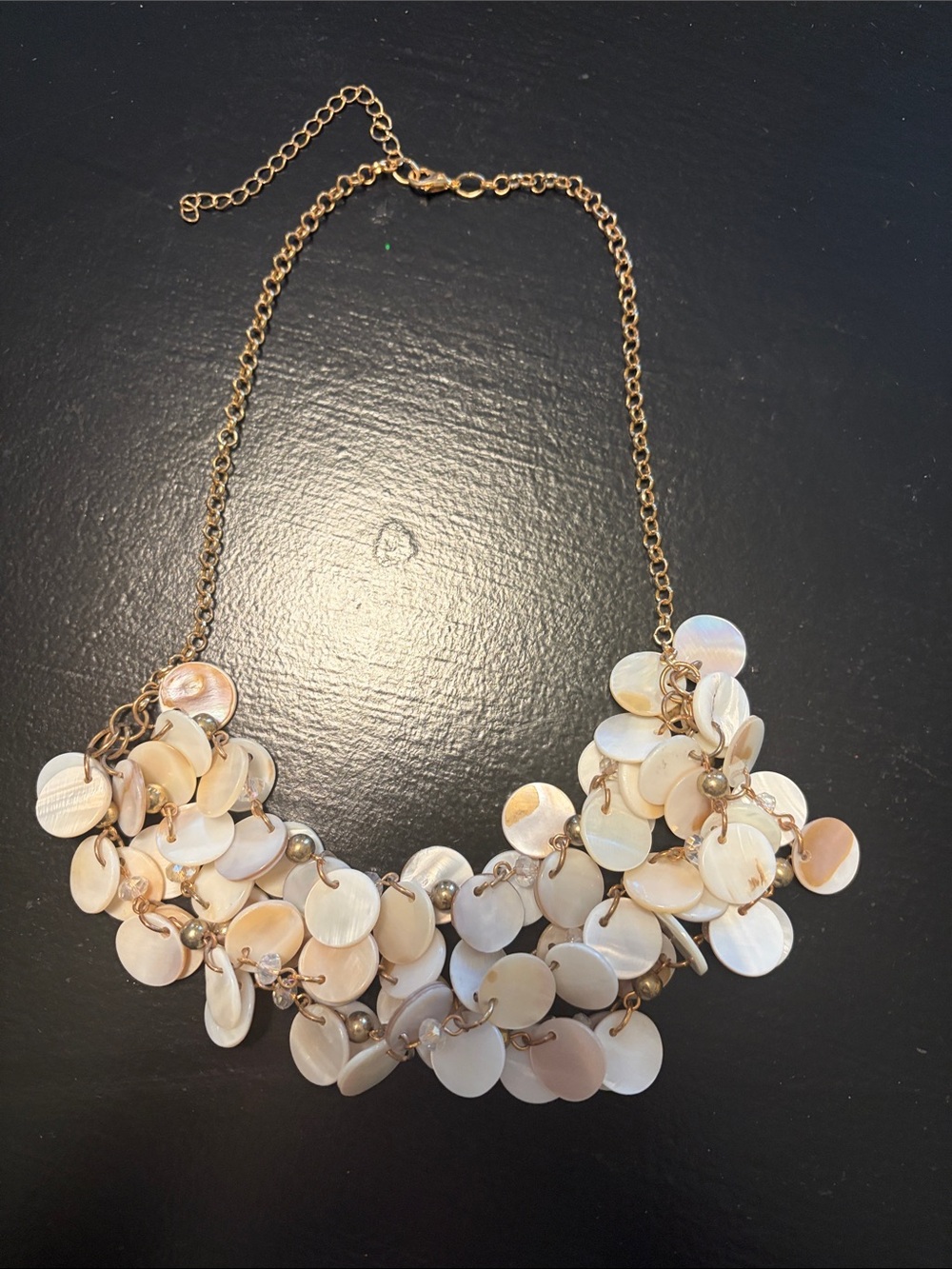 Gold Chain Necklace with Cream Shell Discs